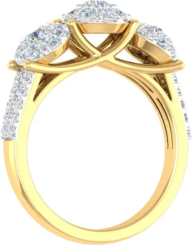 Miniatura 2 de FINEROCK Anillo de compromiso de diamantes de 1 quilate y 3 piedras en oro macizo de 10 quilates, certificado IGI