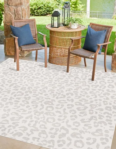 Miniatura 51 de Unique Loom Outdoor Safari Collection Alfombra de área - Leopardo (4 pies 1 pulgada x 6 pies 1 pulgada rectangular, gris claro/gris)