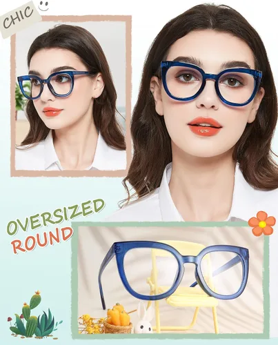 Miniatura 2 de MARE AZZURO Gafas de lectura de gran tamaño para mujer, con estilo, grandes lectores 1.0 1.25 1.5 1.75 2.0 2.25 2.5 2.75 3.0 3.5 4.0 5.0 6.0 Azul