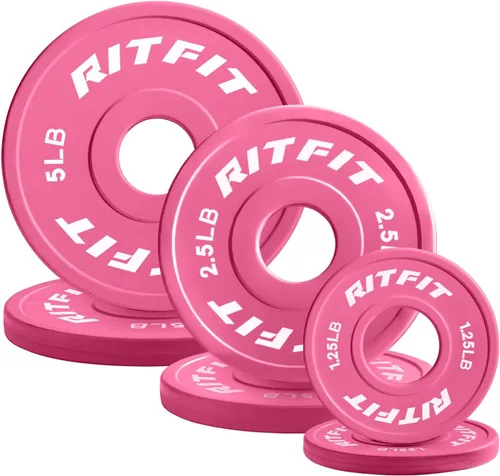 Miniatura 14 de RitFit Fractional Rubber Weight Plates, Colored Bumper Plates for Starting Strength and Progressive Overload Training, Pair and Sets