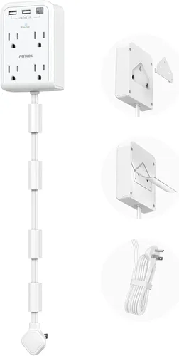 Extensor de tomacorriente eléctrico plano, Blanco