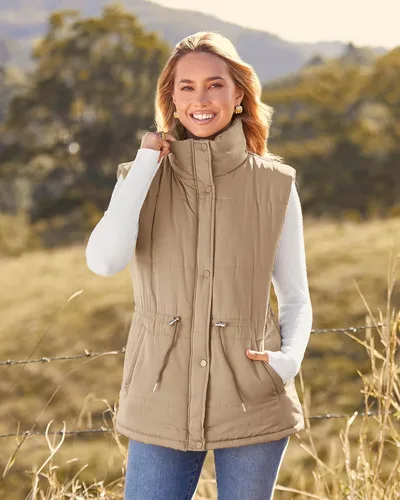 Miniatura 4 de BTFBM Chaleco casual para mujer, con botones, con cremallera, acolchado, con cordón, sin mangas, con bolsillos