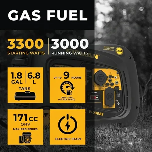 Miniatura 2 de FIRMAN Generador portátil inversor, motor de 171 cc con arranque eléctrico, generador de energía de 3300 W con tiempo de funcionamiento de 9 horas