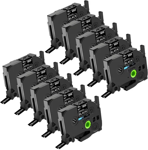 Miniatura 9 de NineLeaf Paquete de 10 cintas compatibles con Brother TZe-334 TZe334 TZ-334 TZ334 de 0.472 in, 1/2 pulgadas, 0.47 pulgadas, oro sobre negro, trabajo