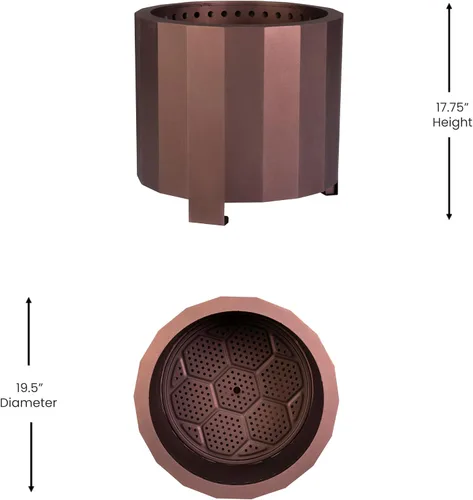 Miniatura 7 de Flash Furniture Titus - Chimenea de madera de grado comercial, sin humo, acabado de bronce, 19.5 pulgadas, portátil, cubierta impermeable