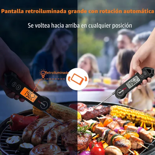 Miniatura 3 de ThermoPro TP19H Termómetro digital impermeable para carnes con luz de fondo anbidextra y detección de movimiento, termómetro de cocina para negro