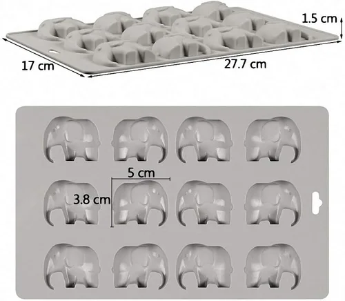 Miniatura 2 de Molde de silicona para caramelos de chocolate y elefante, 12 cavidades, molde de bomba de grasa gomosa, resina de arcilla, mini molde de crayón