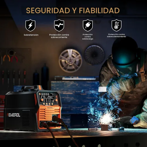 Miniatura 6 de FEMEROL Soldador MIG 250A, 6 en 1 Gas MIG/Núcleo de Flujo sin Gas/Electrodo/Elevación TIG/Soldadura por Puntos/Compatible con Pistola de Carrete