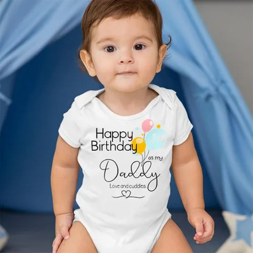 Miniatura 3 de Enterizo de manga corta para bebé para el primer día del padre, mameluco de manga corta para bebés de 3 a 18 meses