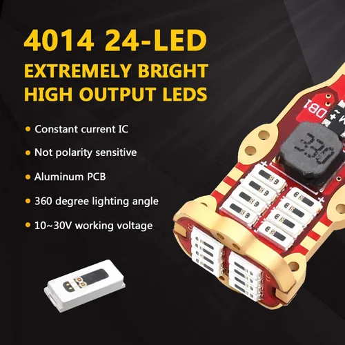Miniatura 2 de PHINLION Bombillas LED rojas 912 921, Canbus sin errores, T15 904 906 922 W16W LED de repuesto para luces de cúpula de mapa interior o luces