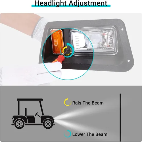 Miniatura 7 de 10L0L Kit de luces para carrito de golf para Yamaha G14 G16 G19 G22 - Kit de faros delanteros y luces traseras legales de calle con convertidor