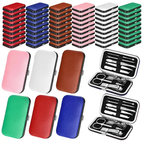 Miniatura 8 de Juego de 60 manicura a granel, 8 en 1 de acero inoxidable cortaúñas con estuche, regalos de agradecimiento para la semana de la enfermera, día