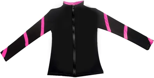 Miniatura 5 de LIUHUO Chaquetas de patinaje sobre hielo para niñas Mujeres Rayas Entrenamiento Práctica Patinaje Artístico Tops Costos Fleece