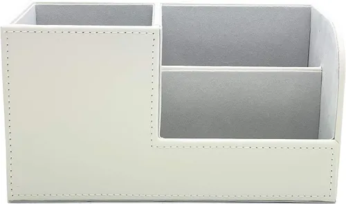 Miniatura 3 de Organizador de papelería de escritorio multifunción de cuero, caja de almacenamiento, bolígrafo, teléfono celular, tarjetas de nombre comercial