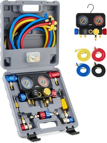 Miniatura 8 de Orion Motor Tech - Medidores de AC, juego de manómetro de 3 vías para refrigerante R1234yf R404a R134a, juego de medidores automotriz con mangueras