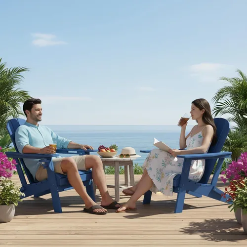 Miniatura 2 de GLANC Juego de 2 Sillas Plegables Adirondack, Sillas de Patio al Aire Libre para Fogata de HDPE para Todo Clima, Silla de Jardín para Piscina, Patio