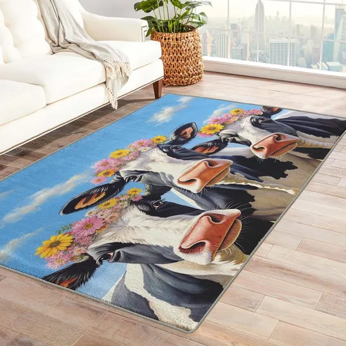Miniatura 9 de Alfombra retro y decoración del hogar, alfombra lavable de 2 x 3 a 70 segundos, para entrada, sala de estar, dormitorio, tapete antideslizante