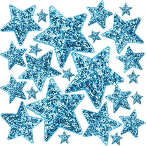 Miniatura 12 de Daifunli 24 Parches de Lentejuelas para Planchar de 4 Parches Decorativos Bordados Brillantes para Ropa, Bolsos, Chaquetas, Jeans, Sombreros