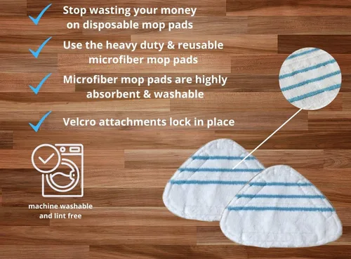 Miniatura 4 de True & Tidy, Paquete de almohadillas de fregona extra gruesas para mopas de vapor STM-500, STM-700 y STM-700A, se adapta a otras trapeadoras