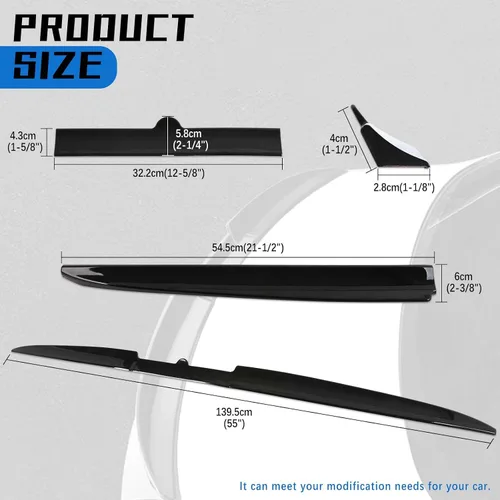 Miniatura 2 de JMTBNO - Alerón universal de 53 pulgadas para automóvil, alerón trasero negro brillante ABS compatible con Dodge Charger 2011-2022 RT SXT SRT Honda