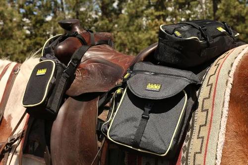 Miniatura 5 de TrailMax Alforja de caballo de cantillo aislada y acolchada serie 500 para montar en senderos; bolsas acolchadas y aisladas para caballos; bolsa