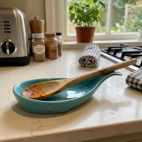 Miniatura 3 de Soporte de cuchara de cerámica para la parte superior de la estufa, soporte para cuchara para encimera de cocina, soporte para cuchara de cocina