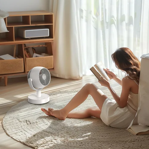 Miniatura 8 de Ventilador de circulación de aire portátil recargable, temporizador, oscilante, potente y silencioso, 5 velocidades, ventiladores de escritorio