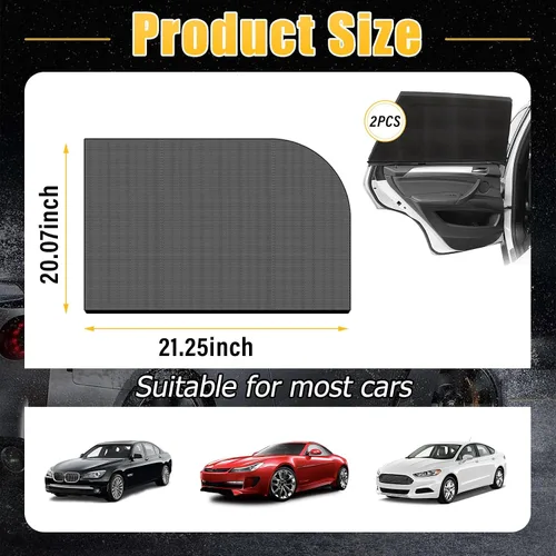Miniatura 2 de Kewucn Paquete de 2 cortinas para ventana de automóvil, bloqueador de rayos solares y protección UV para bebés y mascotas, cubiertas de malla