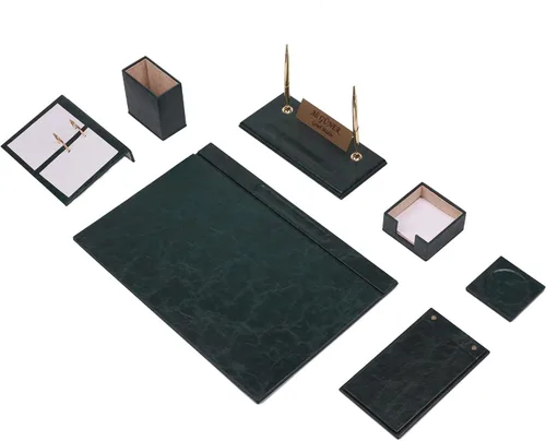 Miniatura 18 de Juego de escritorio de cuero, juego de organizador de escritorio, accesorios de escritorio de oficina, soporte para calendario, 9 accesorios