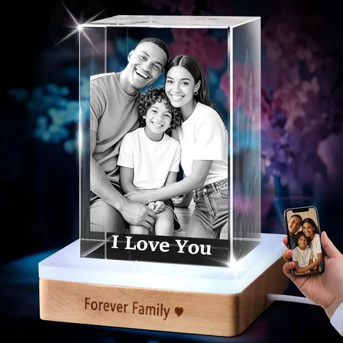 Foto de cristal 3D personalizada en cristal – Regalo de San Valentín para mujeres, niñas, amigas, su esposa, mamá, él, novio, marido, papá, parejas,