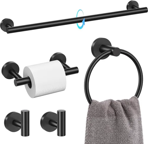 Miniatura 24 de TURS Juego de accesorios de baño de acero cepillado de 5 piezas, juego de barra de toalla de baño de acero inoxidable SUS304, kit de accesorios
