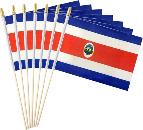 Miniatura 13 de Paquete de 12 banderas de Brasil en palos, pequeñas banderas de mano brasileñas para oficina, aula, vacaciones, decoración de fiestas