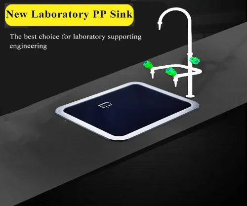 Miniatura 4 de CGOLDENWALL Fregadero de polipropileno de laboratorio Anticondensación Montaje en pared Lavabo de lavado de manos con PP retráctil Downpipe
