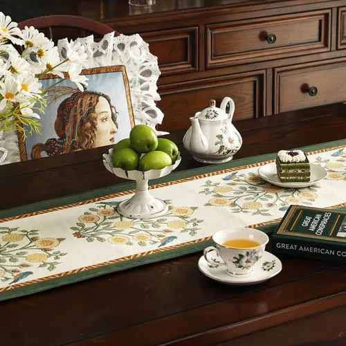Miniatura 6 de patdrea Camino de mesa de terciopelo francés estilo granja para decoración del hogar, cocina, comedor, fiestas, cenas familiares, boda 12"*63