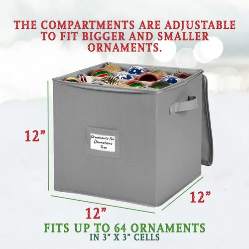 Miniatura 6 de HOLDN’ STORAGE Caja de almacenamiento para adornos navideños - Contenedores de almacenamiento para decoración navideña que guardan hasta 64 – 3” x