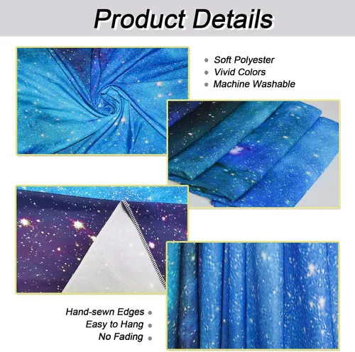 Miniatura 5 de Lahasbja Tapiz de galaxia con cielo estrellado azul, universo espacial, tapiz para colgar en la pared, misteriosa nebulosa, estrellas, telón