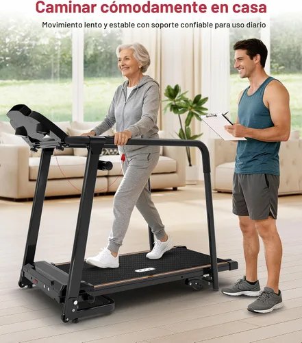 Miniatura 8 de Redliro Walking Treadmill with Long Handrails – Treadmill for Seniors 300 lbs Capacity – Foldable, Lightweight with Wheels, Cup & Phone Holder