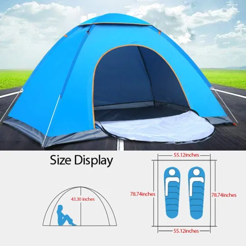 Miniatura 3 de Tienda de campaña ligera desplegable instantánea para 2 personas, fácil de instalar, tienda de campaña de viaje familiar automática, portátil
