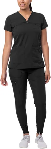 Adar Pro - Conjunto de ropa quirúrgica que facilita el movimiento para mujer, blusa quirúrgica con cuello en V en corazón y pantalón quirúrgico