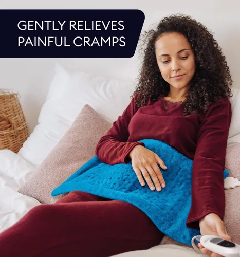 Miniatura 2 de GENIANI Manta eléctrica, almohadilla térmica XXL para dolor de espalda y alivio del dolor menstrual, apagado automático, lavable a máquina, Azul
