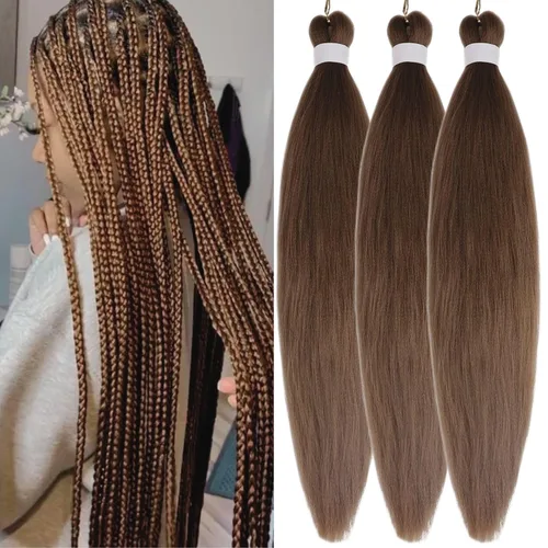 Miniatura 70 de Cabello estirado de fibra Kanekalon para trenzar con cabello humano, color oro rosado, 30 pulgadas