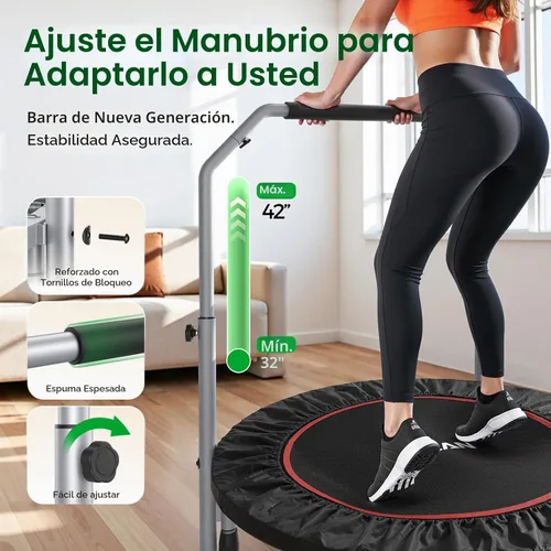 Miniatura 2 de BCAN SP2 - Mini trampolín plegable de 40/48 pulgadas, carga máxima de 330 libras/440 libras, rebote de fitness con mango de espuma ajustable, Negro