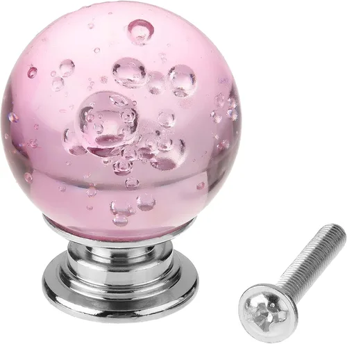 Bettomshin Tirador de aleación de aluminio de cristal, pomos para armario, cajones, armario, estantería, armario, color rosa, 2 unidades