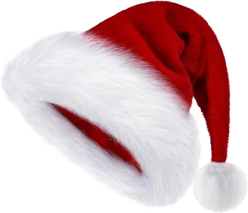 Miniatura 9 de Christmas Hat, Santa Hat for Adults/Kids/Baby Red Velvet Double Extra Thicken Unisex Xmas Hats for New Year Holiday Party
