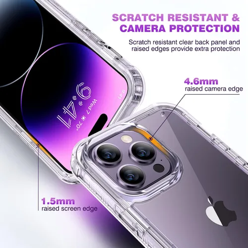 Miniatura 4 de Diaclara - Funda diseñada para iPhone 14 Pro Max de 6.7 pulgadas, resistente, cuerpo completo, con protector de pantalla sensible al tacto
