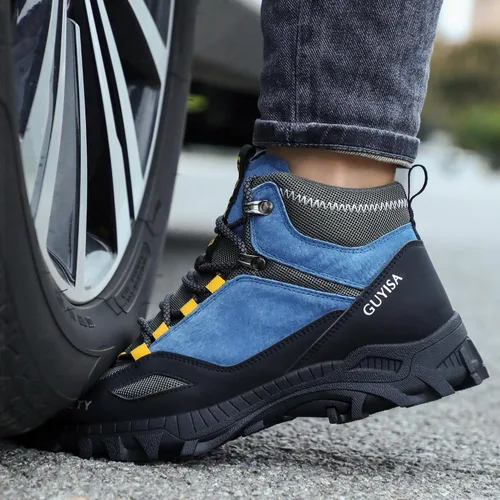 Miniatura 2 de AUVYI Botas de trabajo con punta de acero para hombres, botas cómodas antideslizantes de seguridad, botas industriales y de construcción