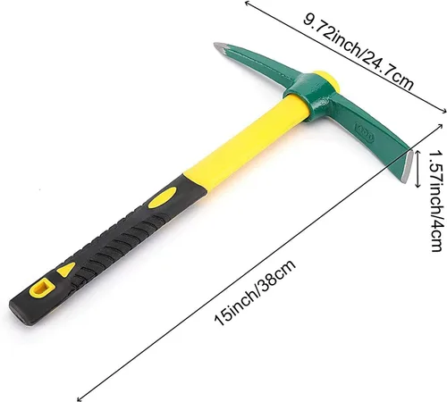 Miniatura 2 de ZOENHOU 2 piezas de 15 pulgadas sólido Pick Mattock, hacha forjada de jardín forjada, azada de mattock Adze con mango de goma resistente