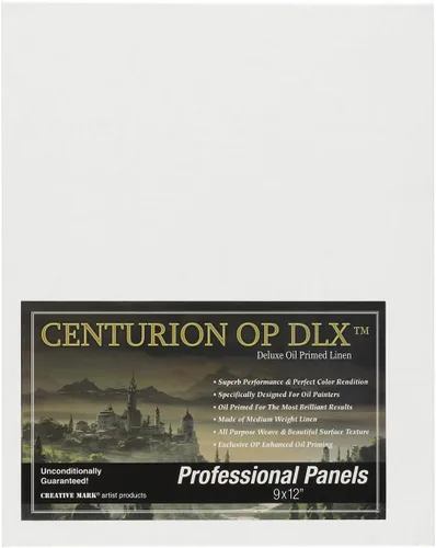 Centurion Paneles de lienzo de lino con imprimación al óleo profesional de lujo, 9 x 12 pulgadas, paquete de 6 lienzos de lino para pintura, obras