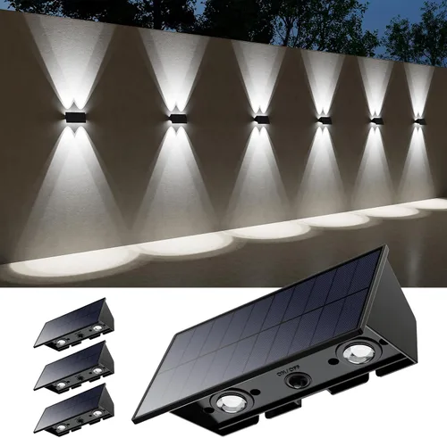 Miniatura 17 de 4 Pack Solar Powered Wall Lights for Outside Up and Down Fence Mount LED Outdoor Decorative Waterproof Lamps for Porch, Deck, Patio, Yard, Garden, 4