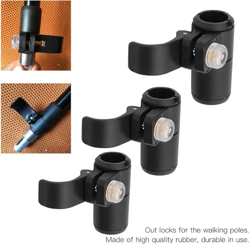 Miniatura 3 de Bastones de trekking, ajustable Flip Lock agarre de goma negro bastones de trekking bloqueo externo para senderismo mochilero bastones de trekking